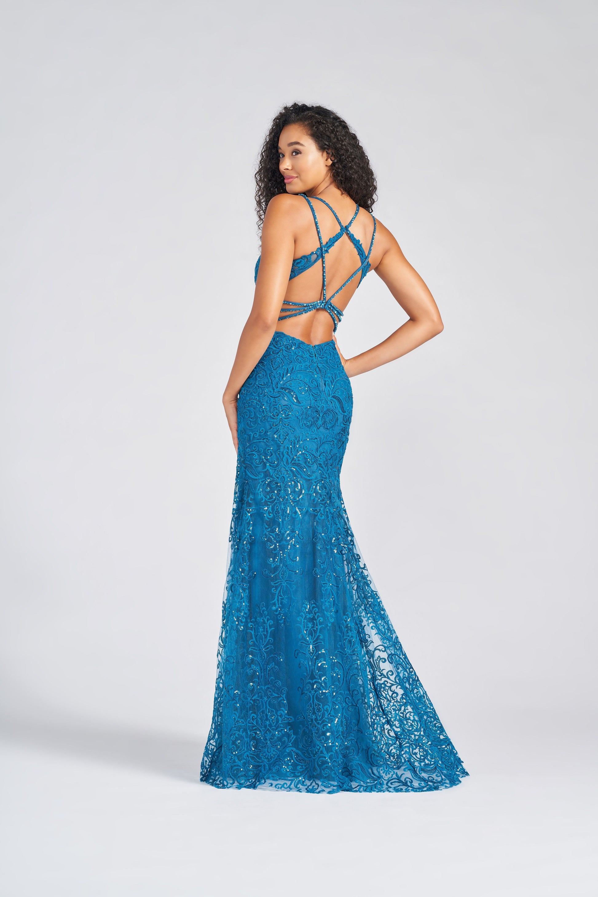 Colette CL12280 Fitted Long Formal Sequin Prom Dress
