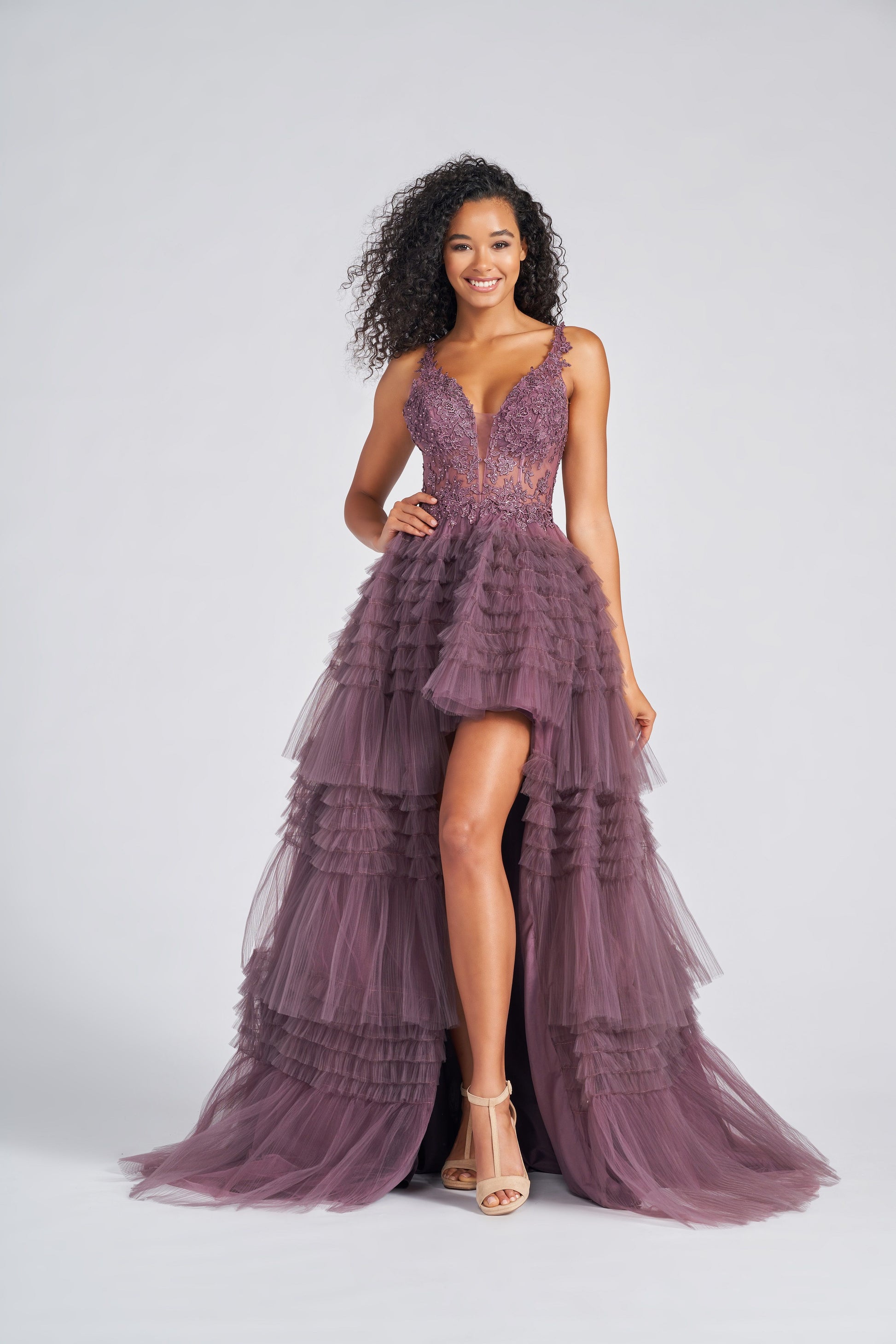 Colette CL12281 Ruffle Formal High Low Prom Dress