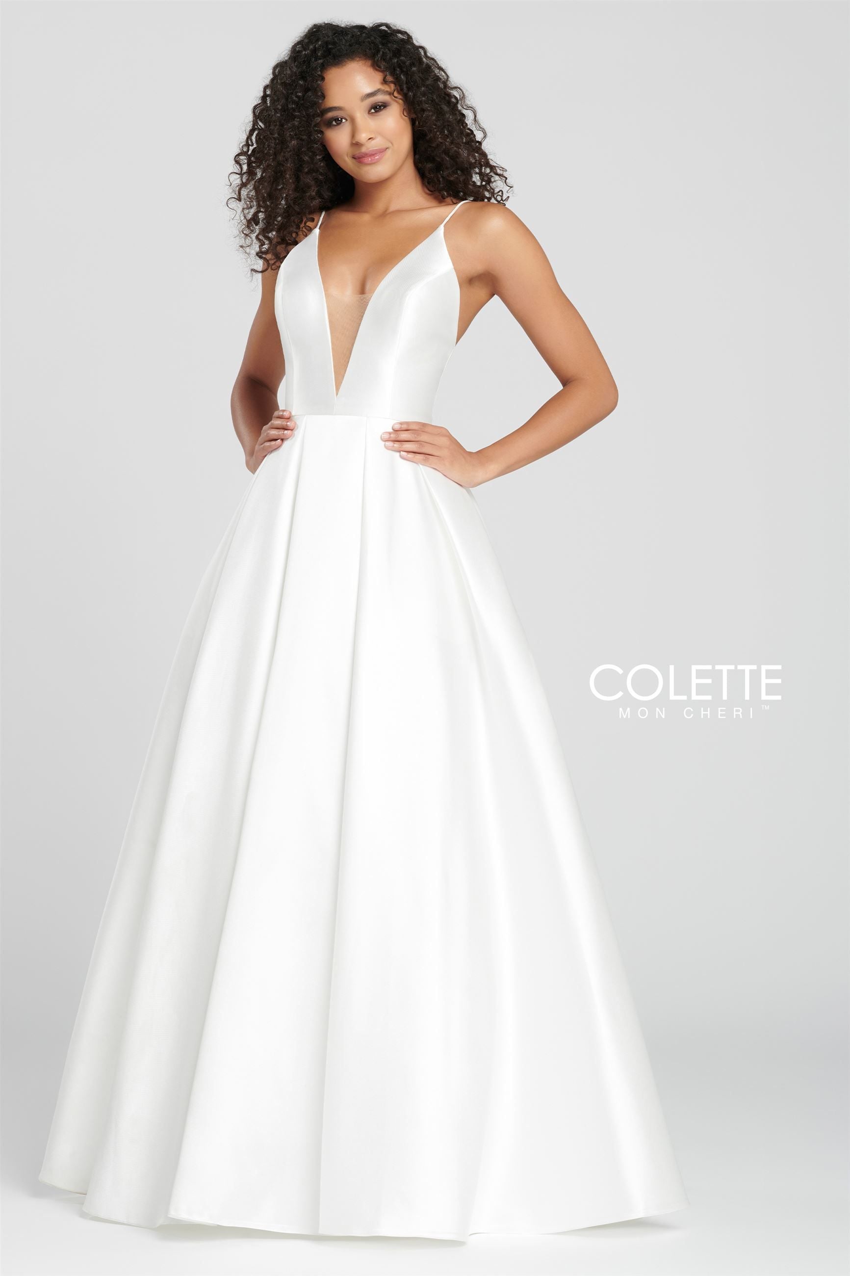 Colette CL19827 Long Pleated Formal Prom Pockets Ball Gown