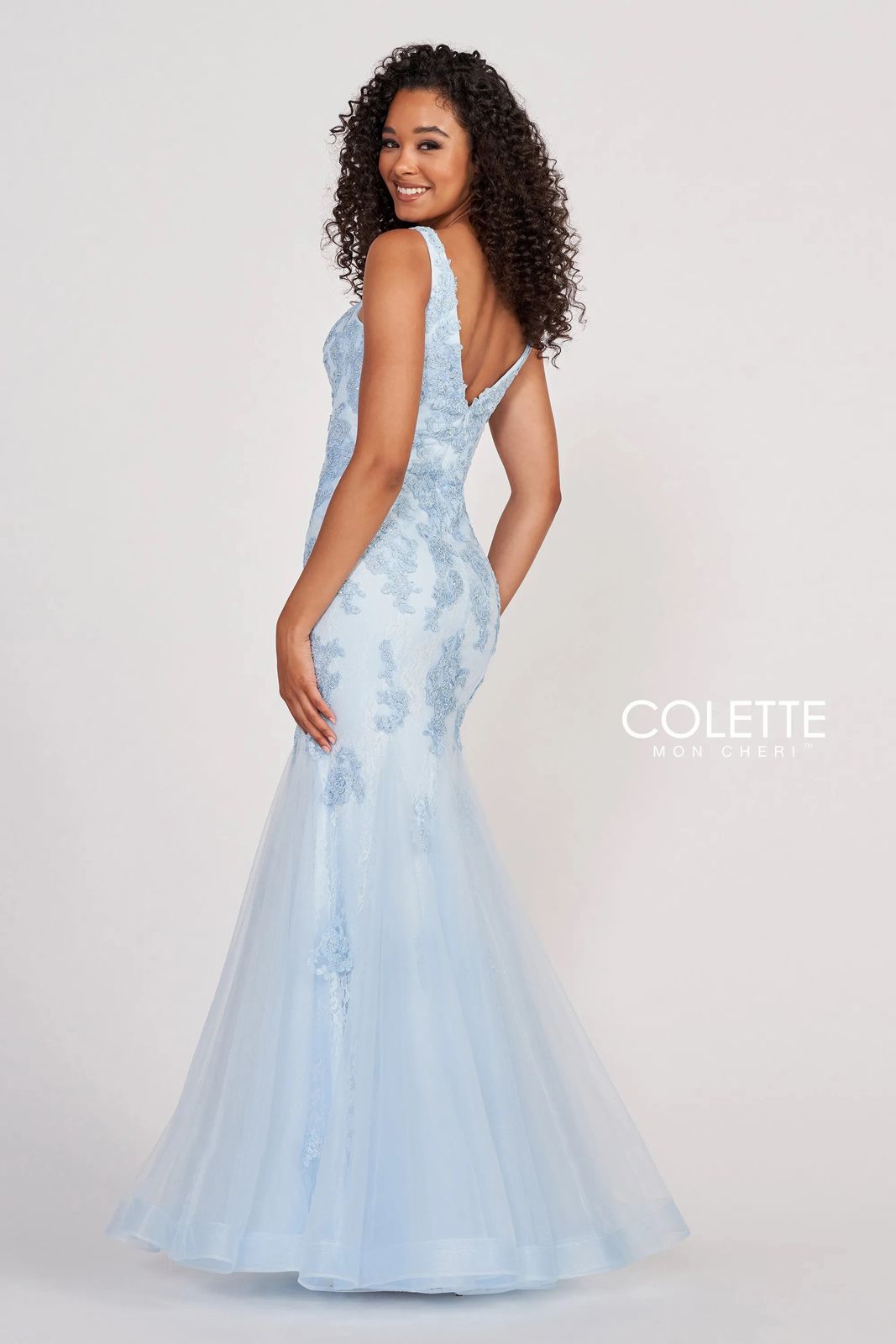 Powder Blue Colette CL2002 Formal Mermaid Prom Long Applique Dress for