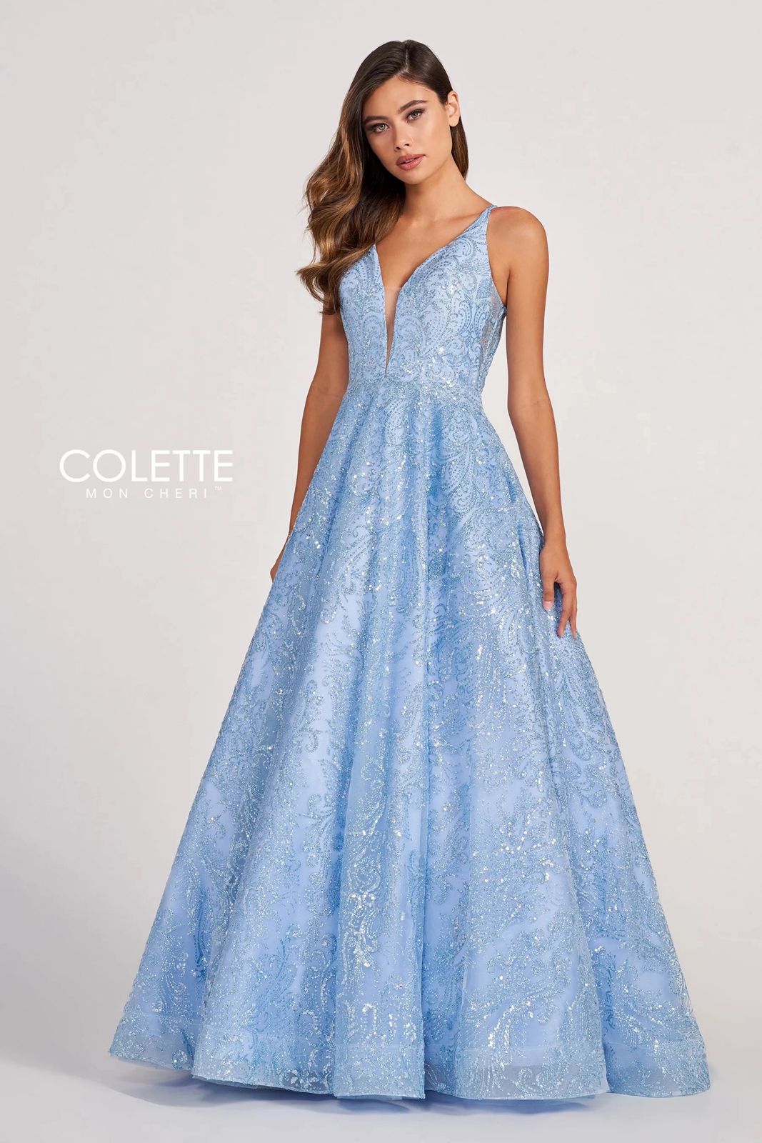 Powder Blue Colette CL2014 Formal Glitter Long Prom Ball Gown for $525