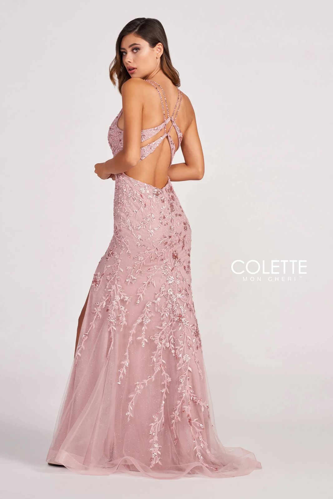 Colette CL2015 Beaded Formal Applique Long Prom Dress