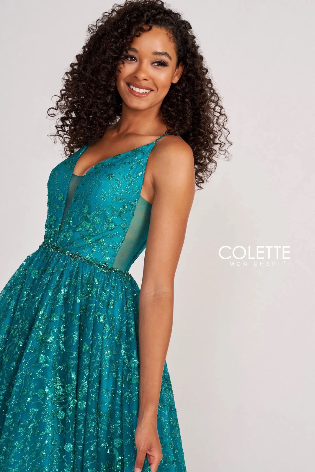 Colette CL2016 Prom Long Formal Glitter Ball Gown - Aqua / 00 Colette CL2016 Prom Long Formal Glitter Ball Gown - Aqua / 00