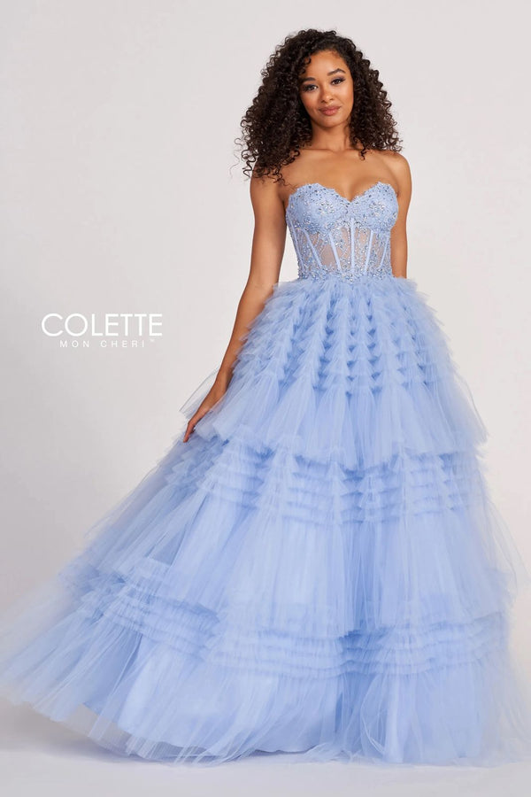 Colette CL2017 Layered Ruffle Prom Long Formal Ball Gown