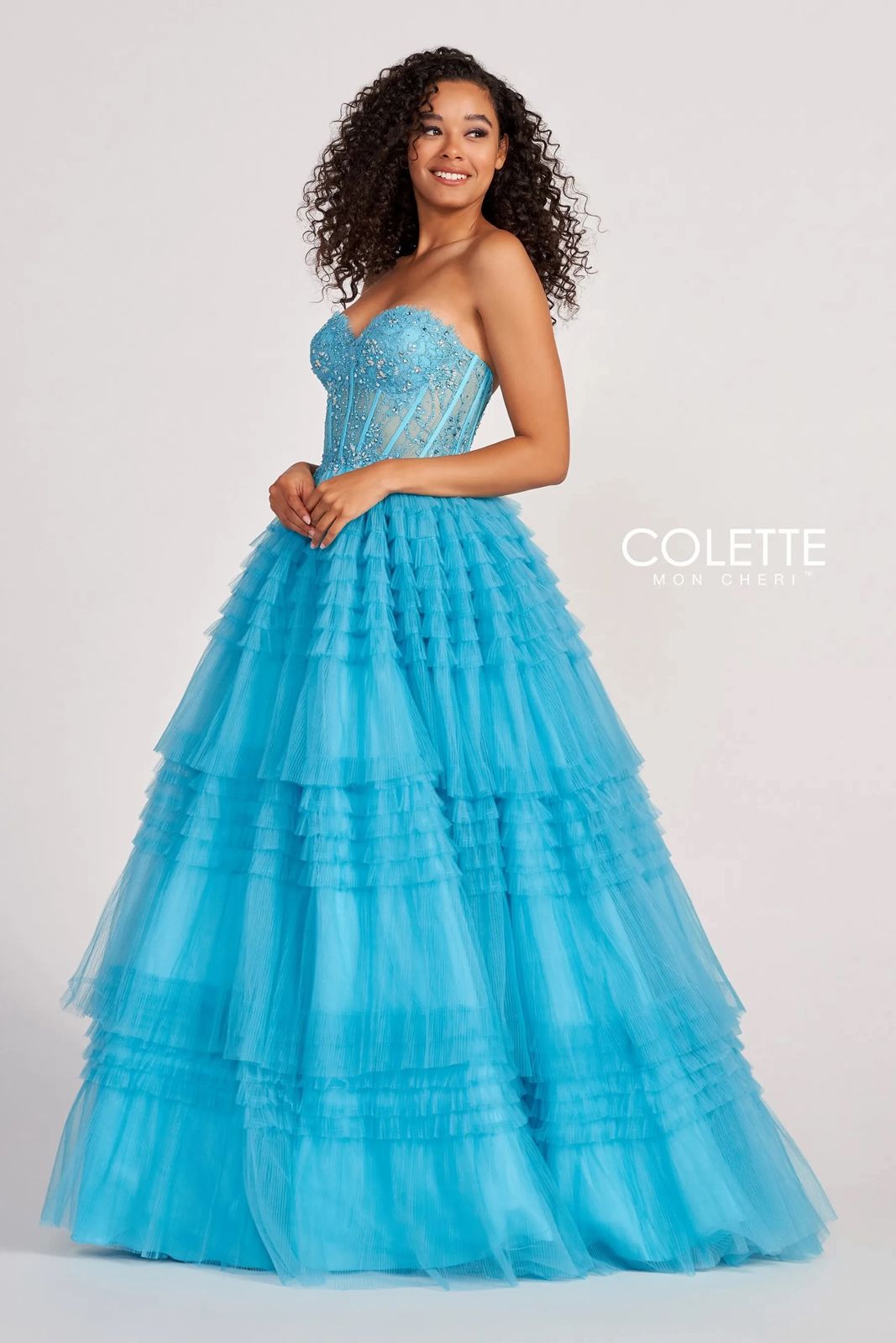Prom Dresses Layered Ruffle Prom Long Formal Ball Gown Turquoise