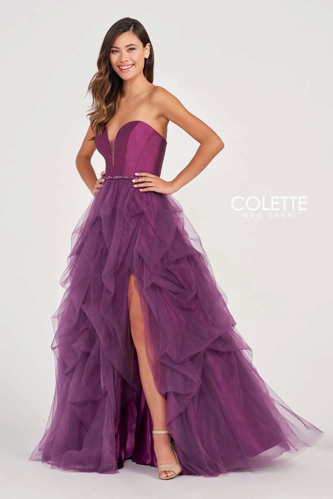 Colette CL2023 Long Formal Prom Pick Up Skirt Ball Gown - Ivory / 12 Colette CL2023 Long Formal Prom Pick Up Skirt Ball Gown - Ivory / 12