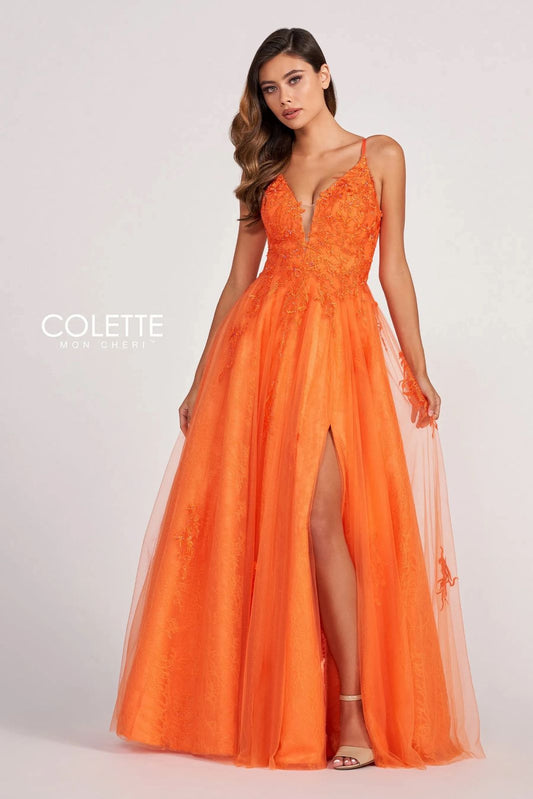 Prom Dresses Beaded Applique Long Formal Prom Dress Orange
