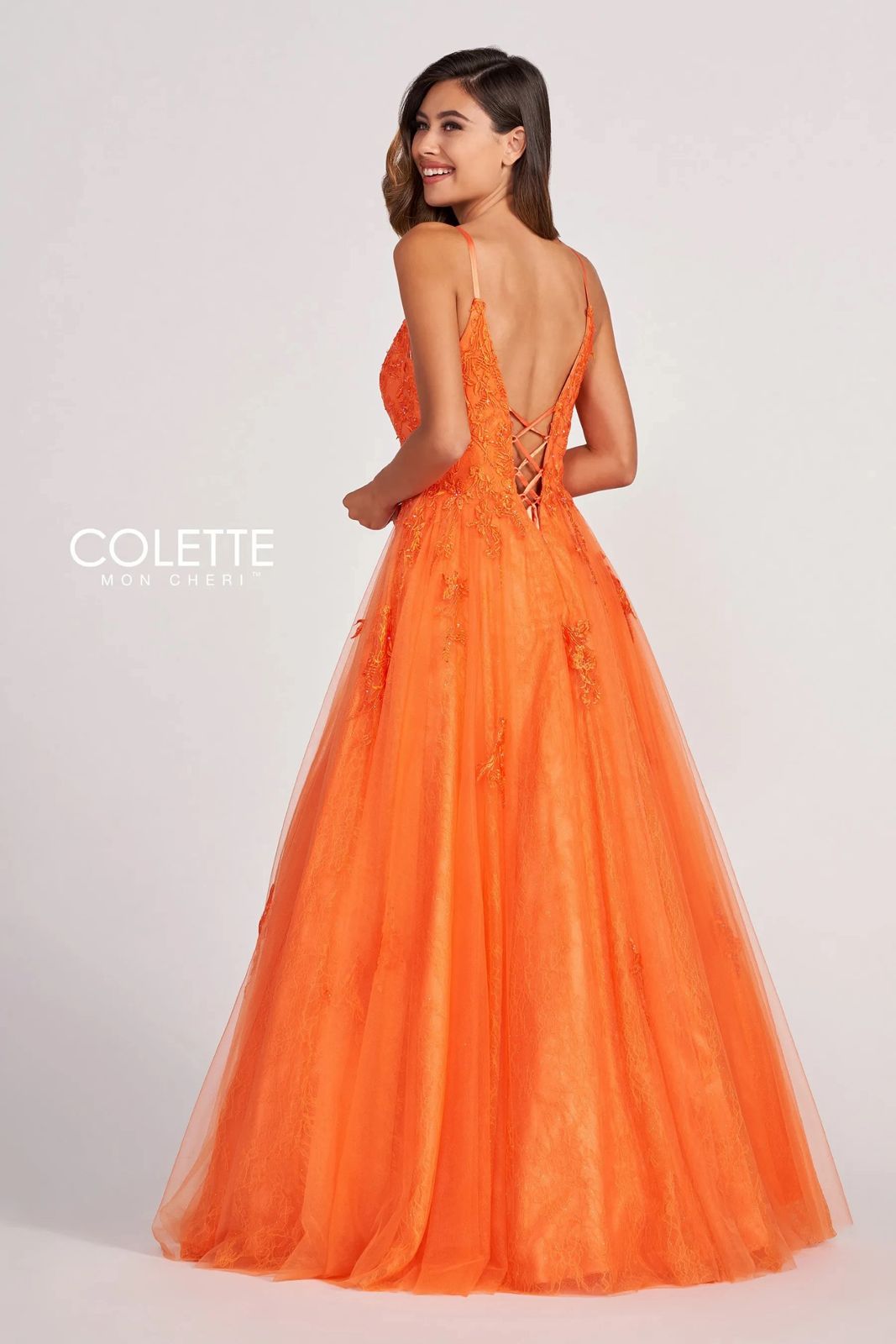 Prom Dresses Beaded Applique Long Formal Prom Dress Orange