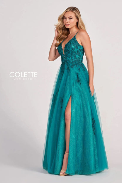 Prom Dresses Beaded Applique Long Formal Prom Dress Turquoise