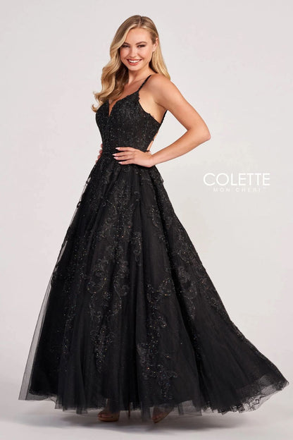 Prom Dresses Long Formal Applique Prom Ball Gown Black