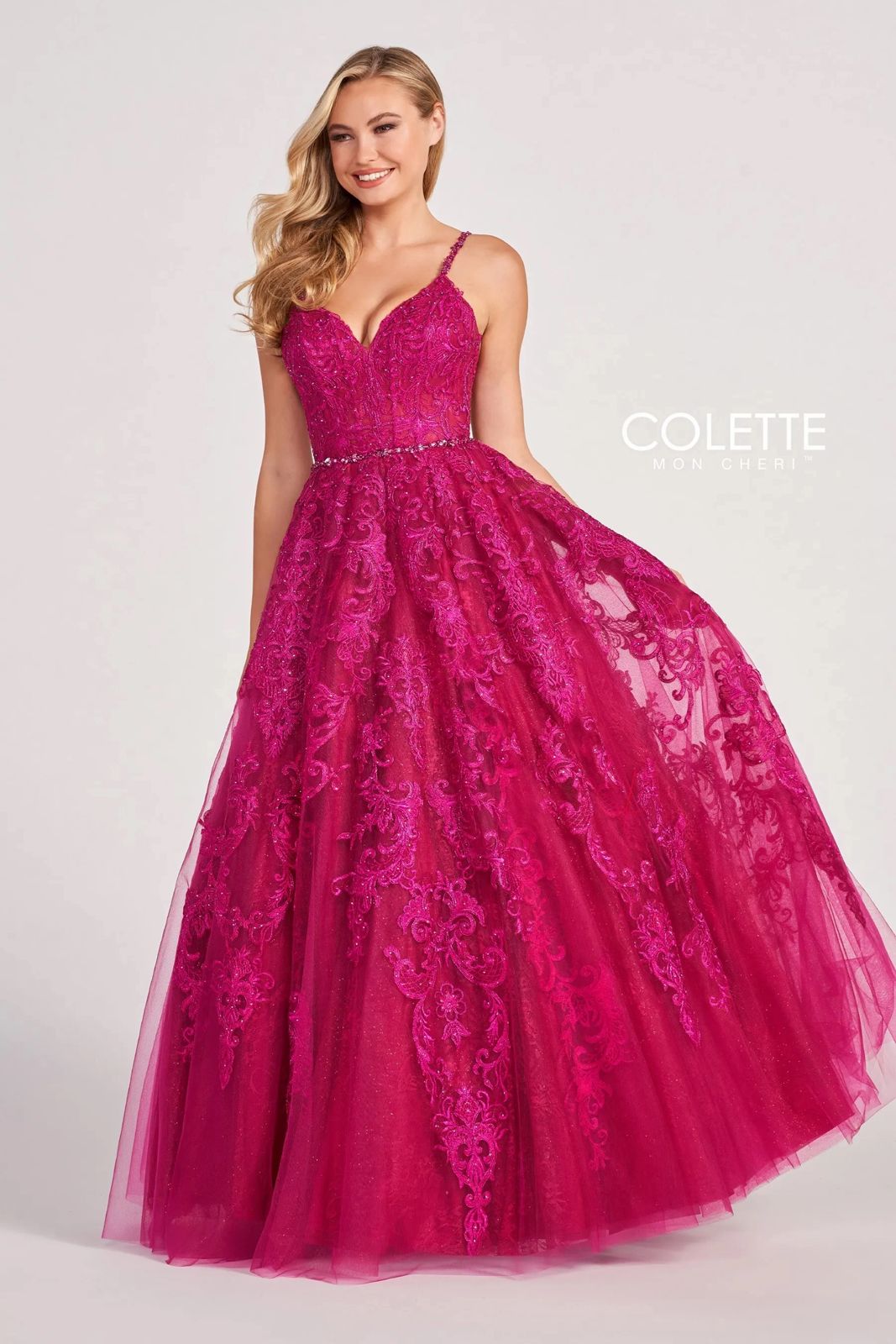 Prom Dresses Long Formal Applique Prom Ball Gown Fuchsia