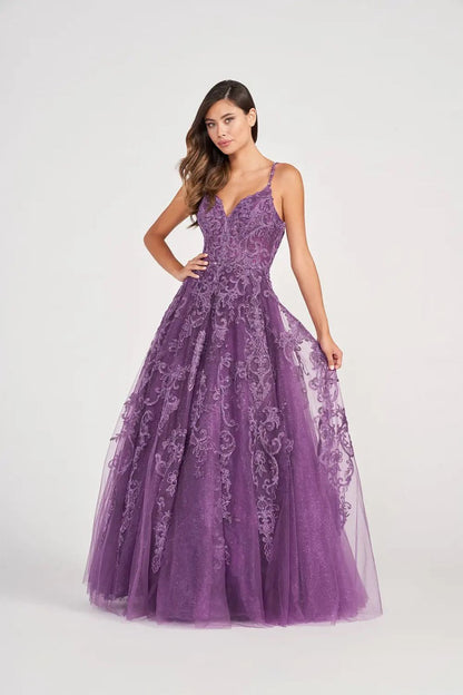 Prom Dresses Long Formal Applique Prom Ball Gown Plum