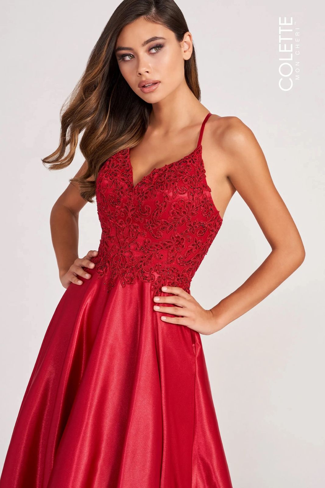 Colette CL2033 Beaded Prom Long Pockets Formal Dress