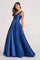 Prom Dresses Prom Long Beaded Waistband Formal Dress Navy Blue