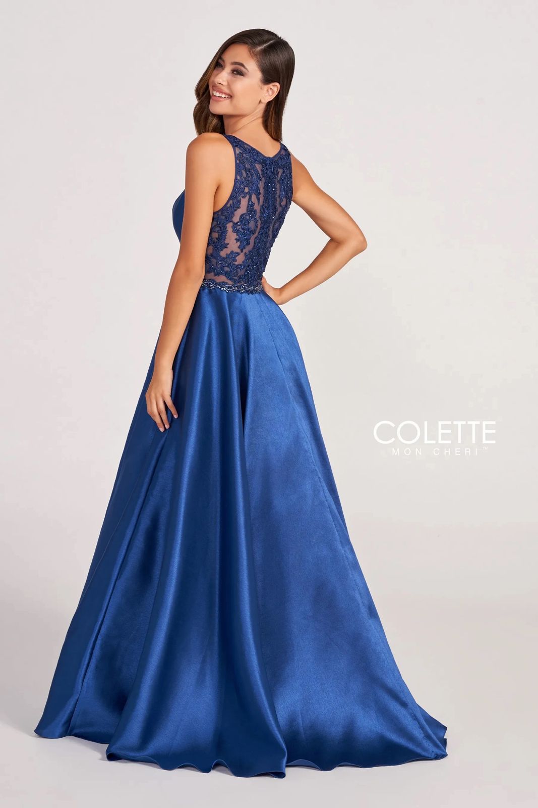Chiffon with Beaded Waistband Long Dress Black