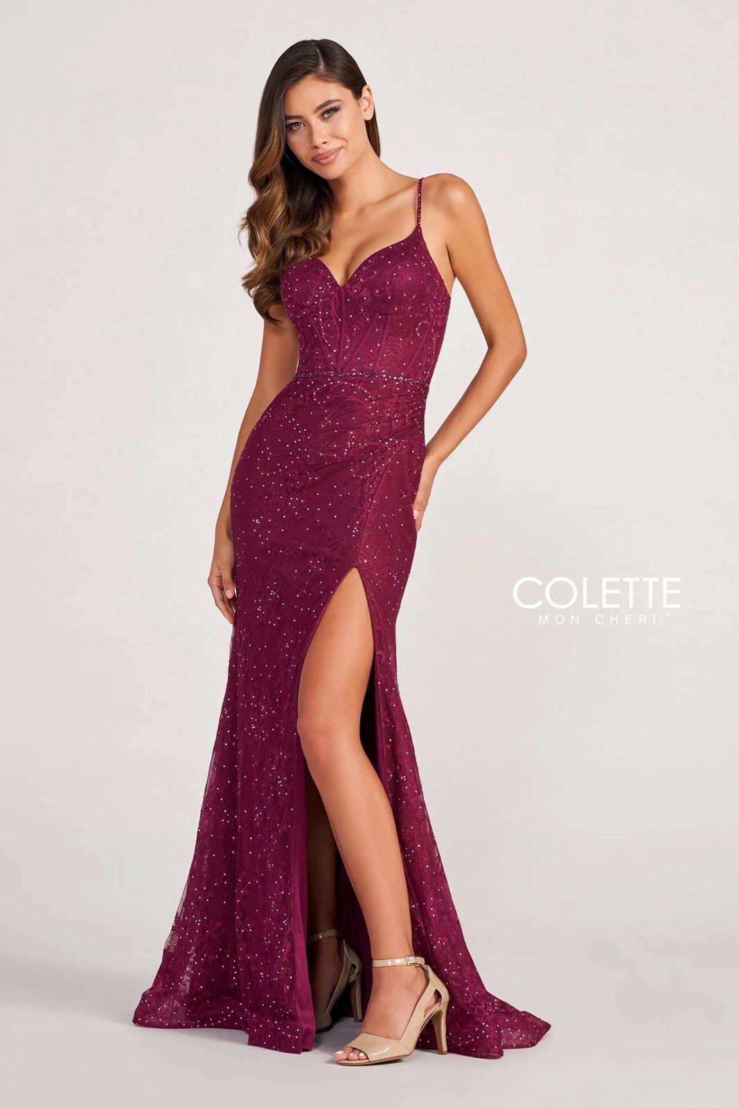 Beaded Prom Fitted Formal Long Dress by Colette CL2037 - Jade / 10 Beaded Prom Fitted Formal Long Dress by Colette CL2037 - Jade / 10