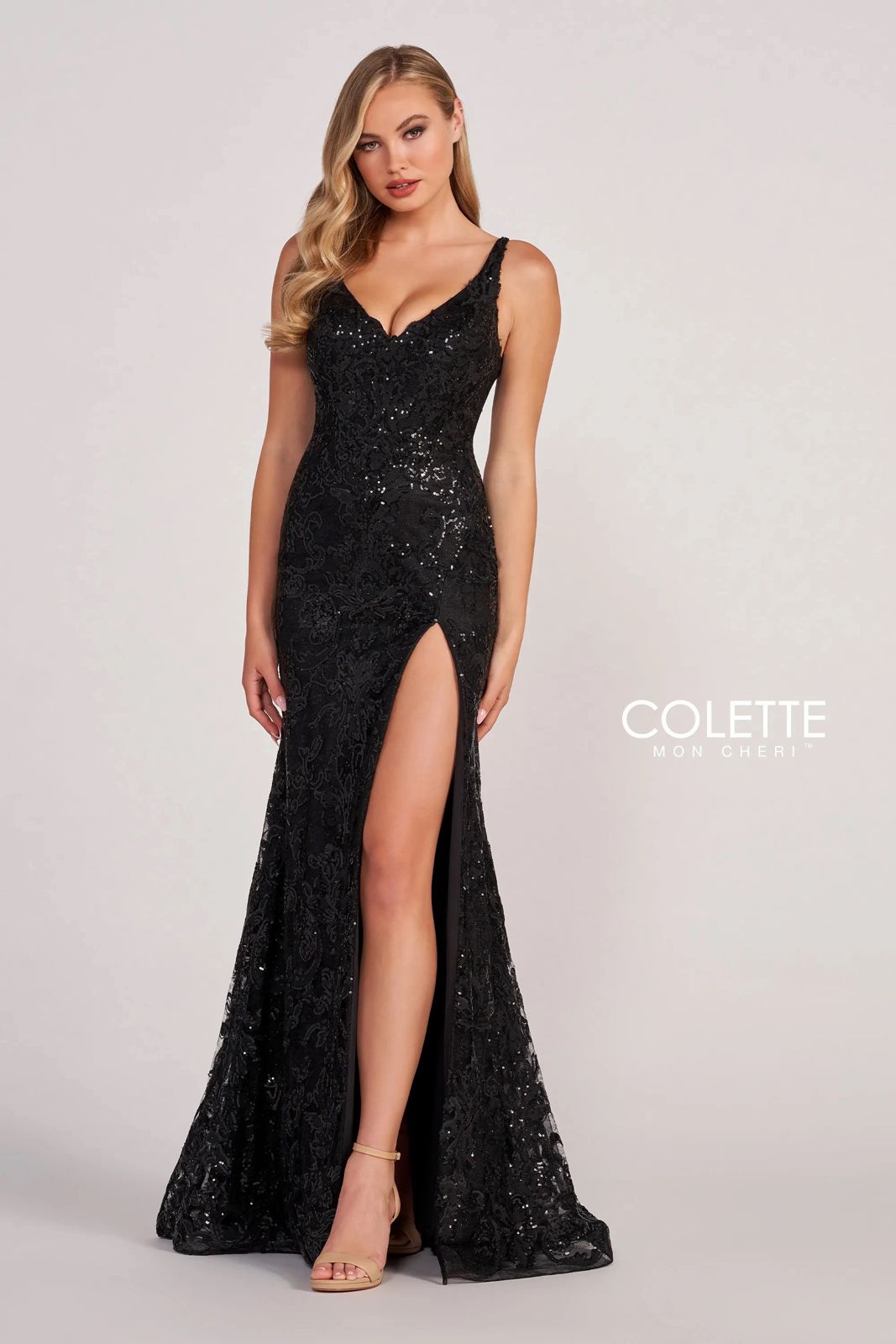 Black Colette CL2040 Prom Fitted Sequin Formal Long Dress for $525.99