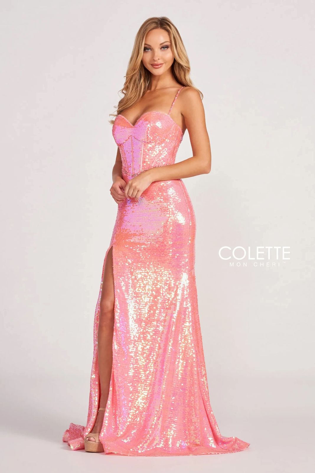 Prom Dresses Prom Long Sequin Formal Dress Coral/Multi