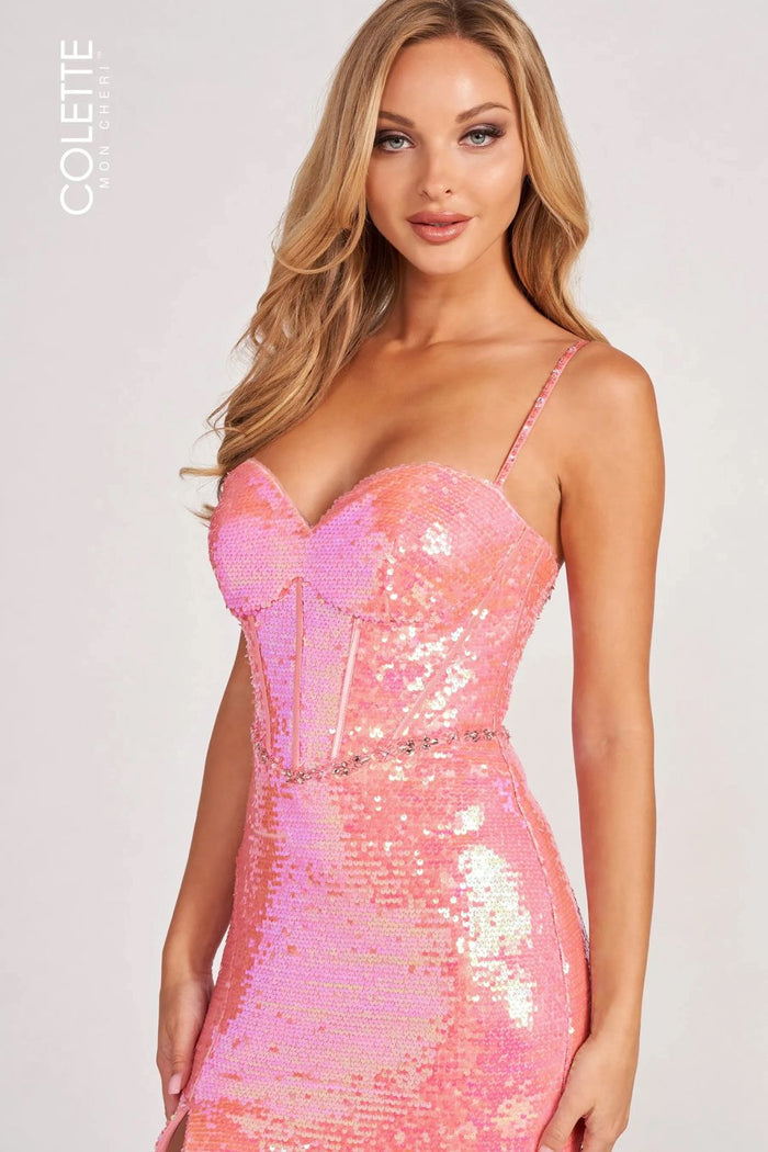 Prom Dresses Prom Long Sequin Formal Dress Coral/Multi