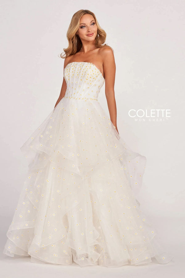 Colette CL2055 Glitter Prom Long Flounce Formal Ball Gown