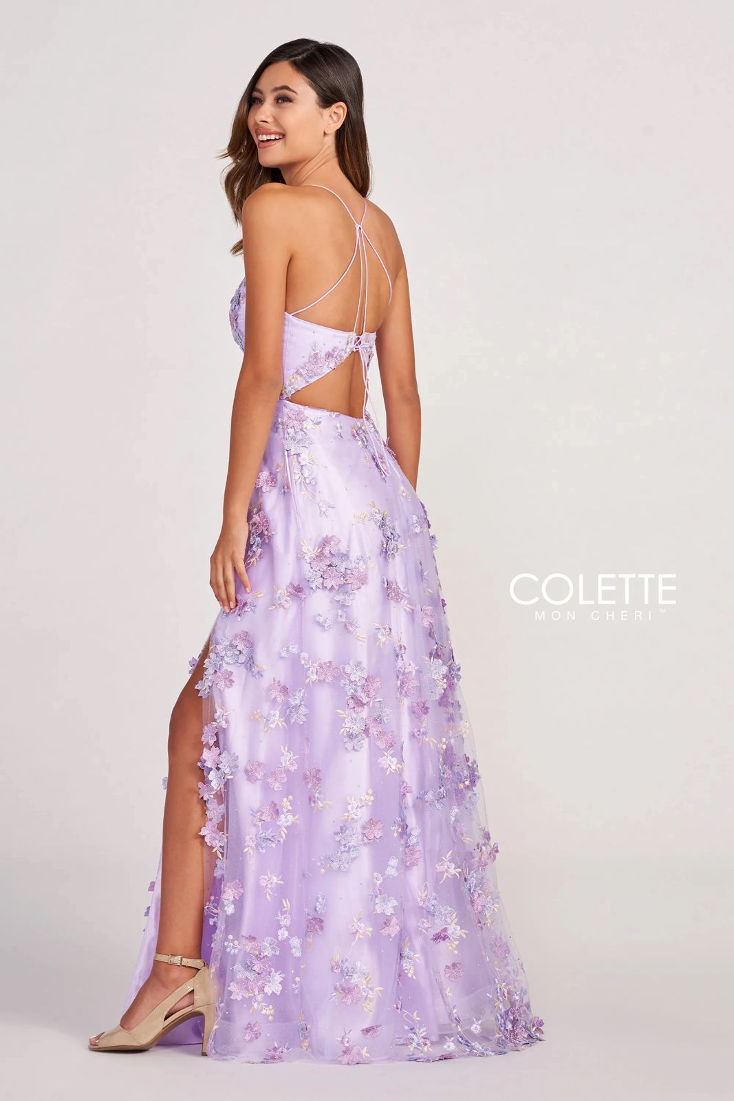 Colette CL2056 Long Prom 3D Flowers Formal Dress