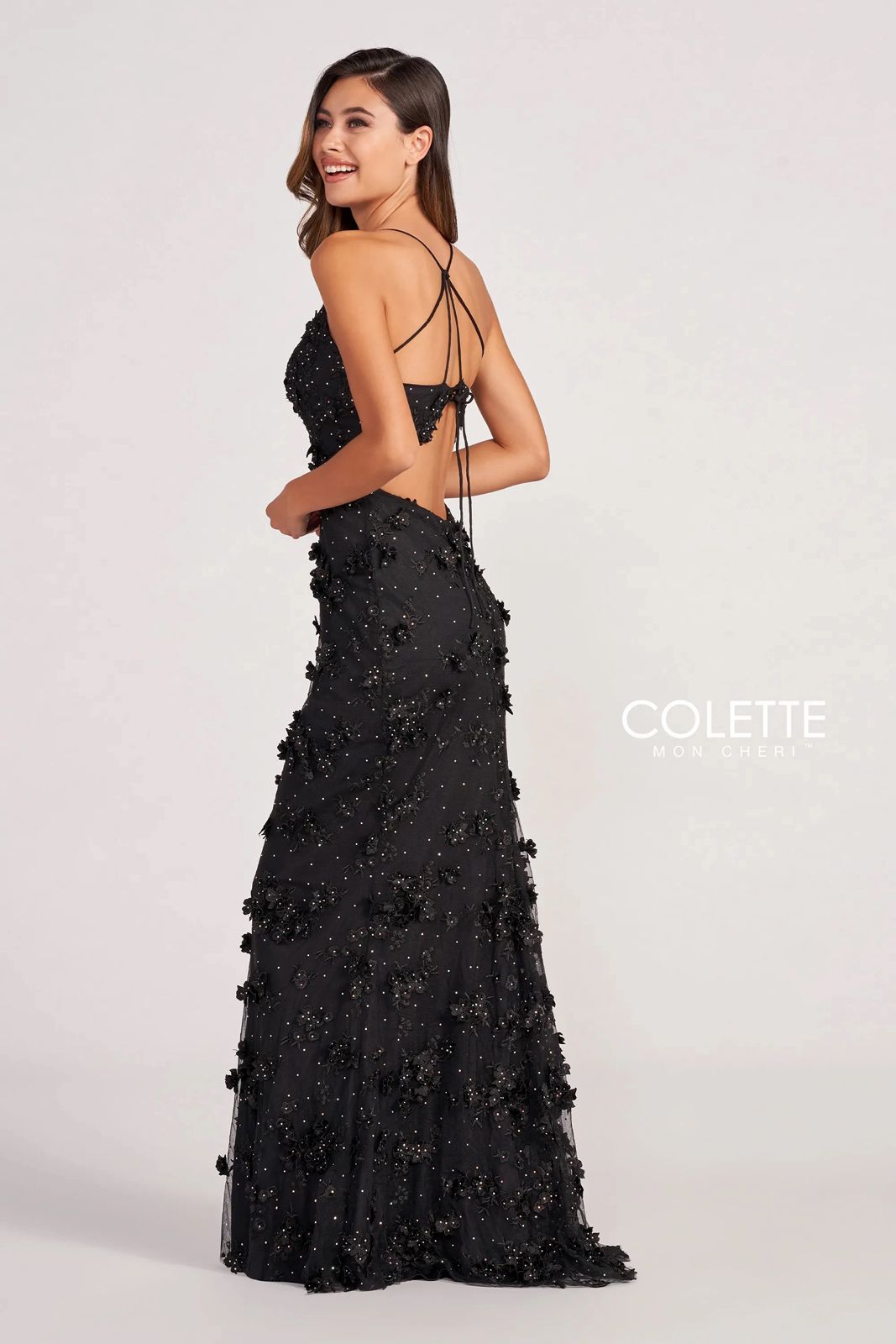 Prom Dresses Long Formal 3D Flowers Prom Dress Black
