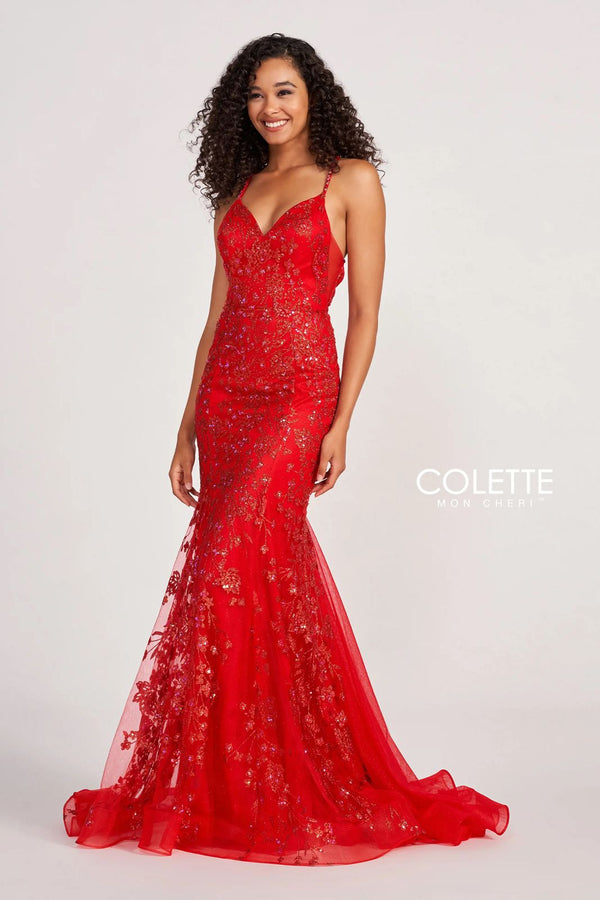 Colette CL2076 Fitted Long Prom Beaded Formal Dress