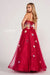 Prom Dresses Formal Beaded Floral Applique Prom Long Dress Berry/Multi