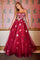 Prom Dresses Formal Beaded Floral Applique Prom Long Dress Berry/Multi