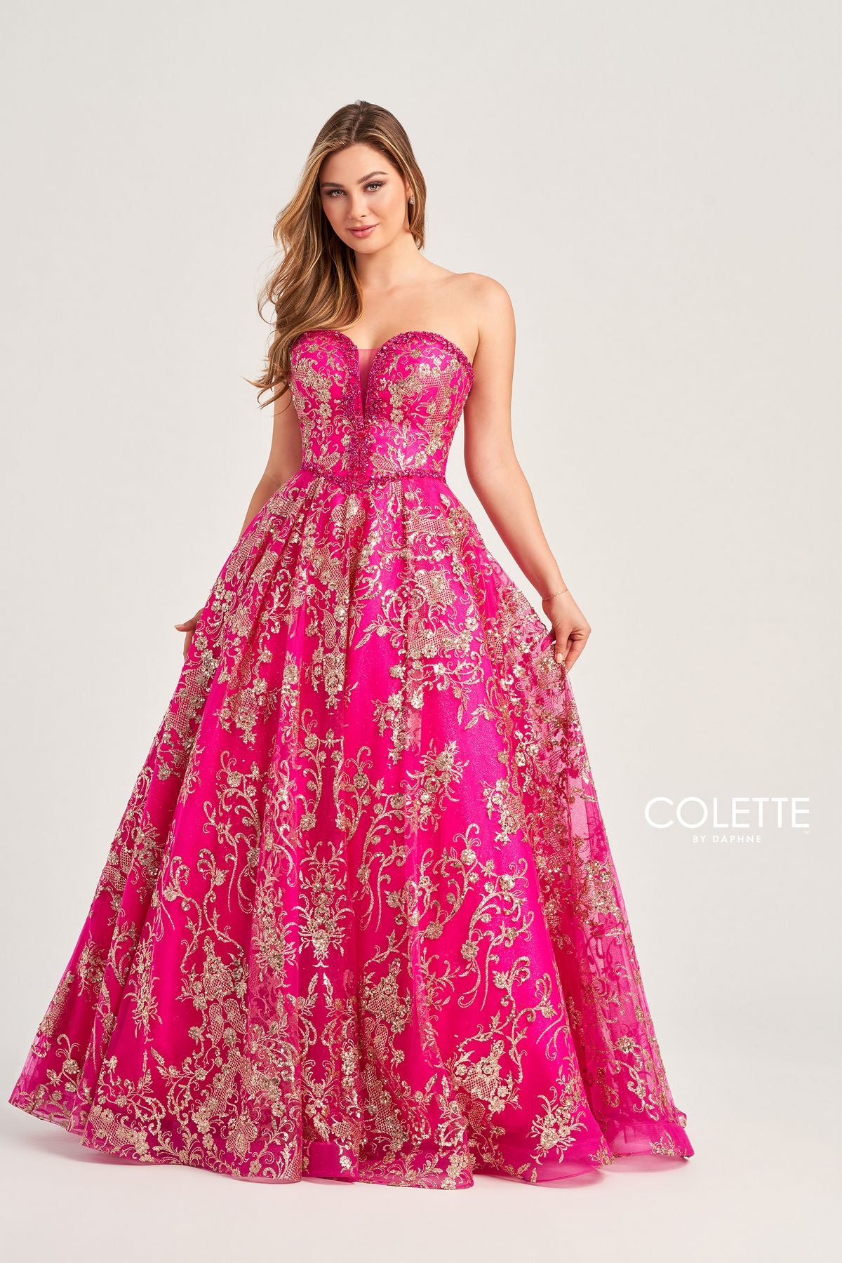 Colette CL5101 Long Formal Glitter Prom Beaded Ball Gown