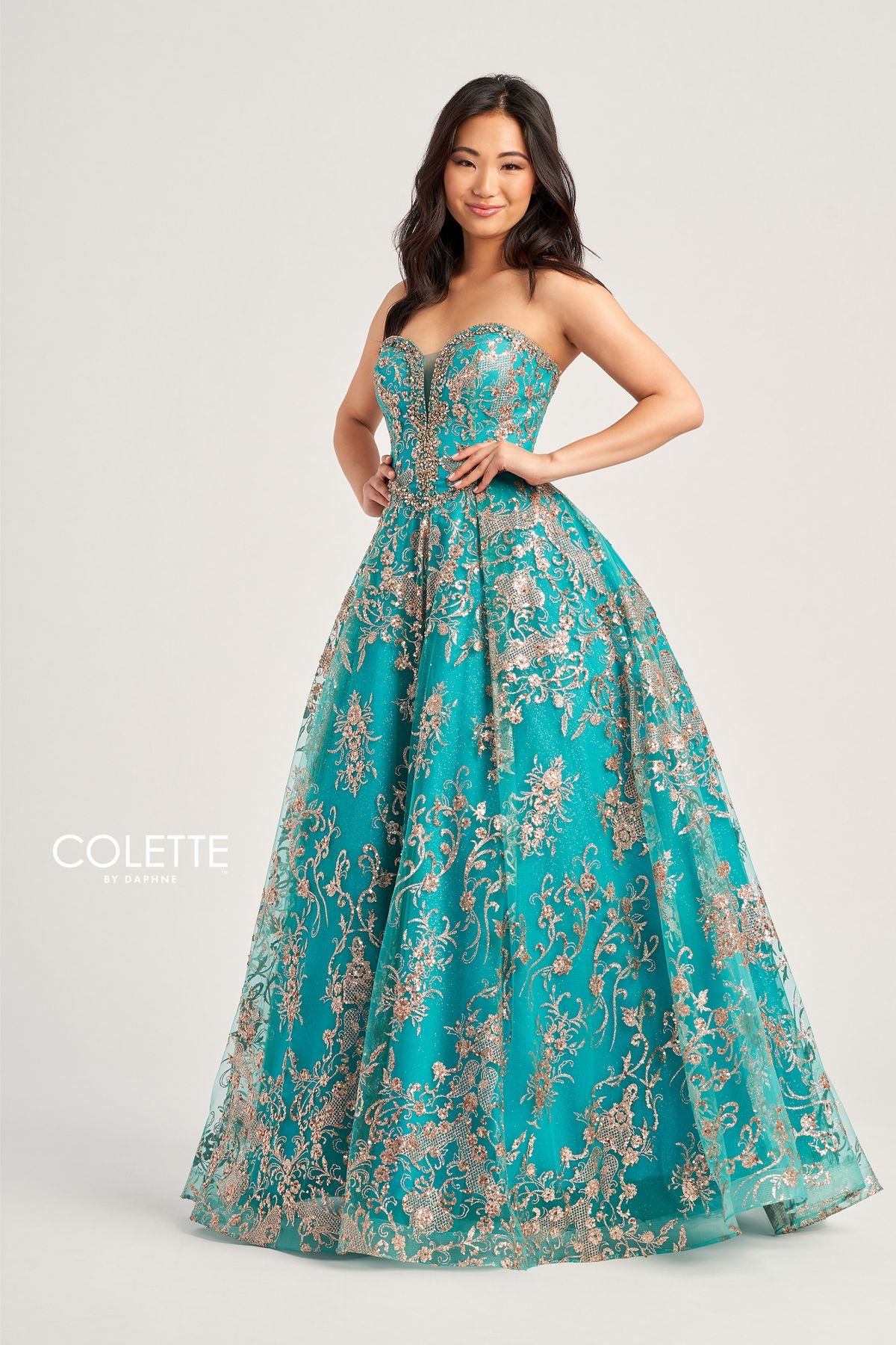 Colette CL5101 Long Formal Glitter Prom Beaded Ball Gown