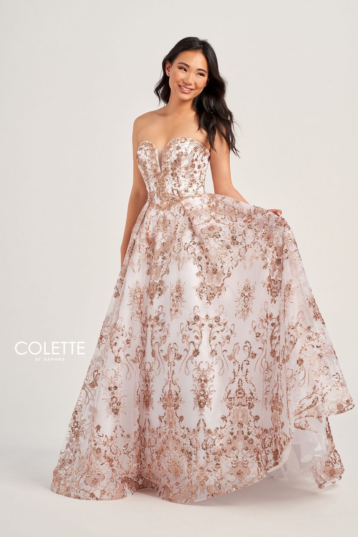 Colette CL5101 Long Formal Glitter Prom Beaded Ball Gown