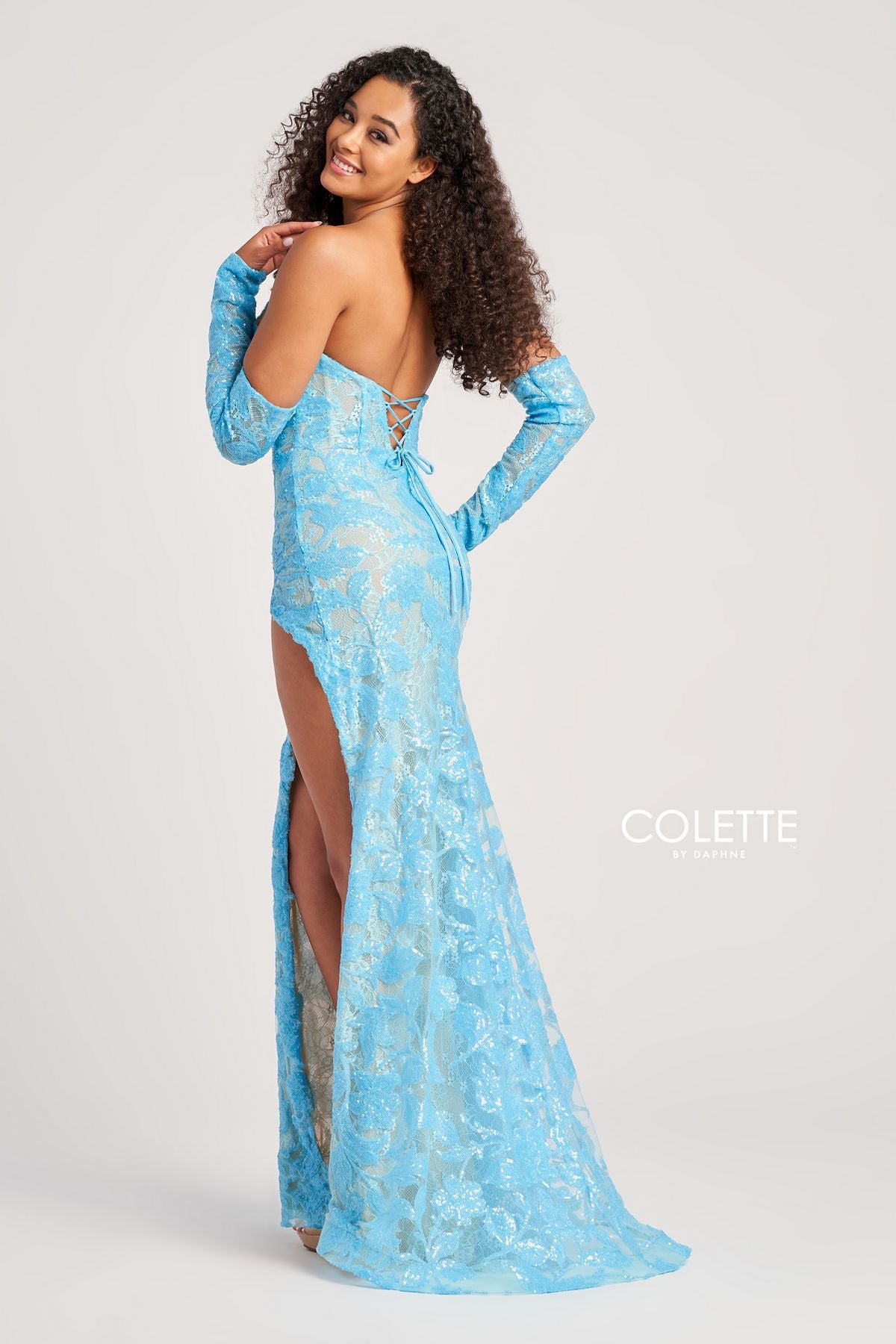 Colette CL5107 Detachable Sleeve Prom Long Formal Sequin Dress