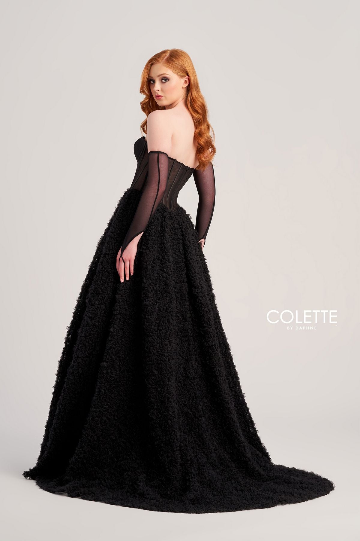 Black Colette CL5114 Prom Long Fingerless Gloves Formal Ball Gown for