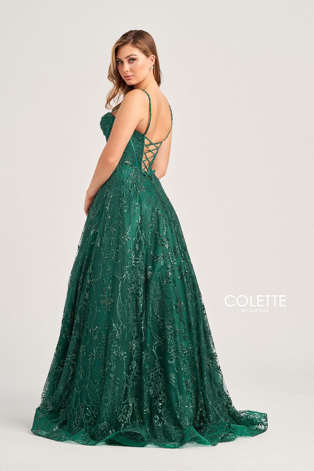 Colette CL5117 Glitter Prom Long Beaded Formal Ball Gown
