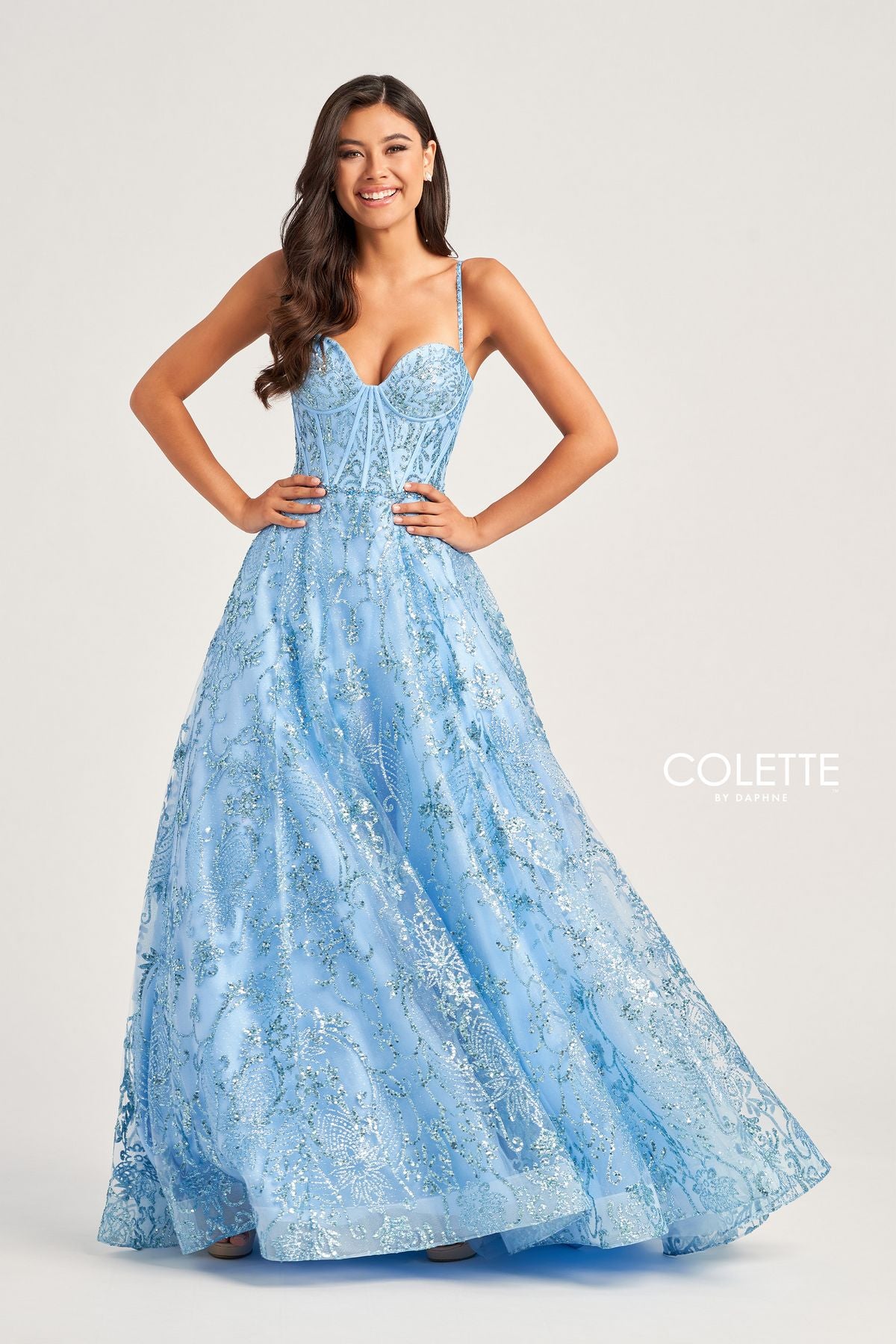 Colette CL5117 Glitter Prom Long Beaded Formal Ball Gown