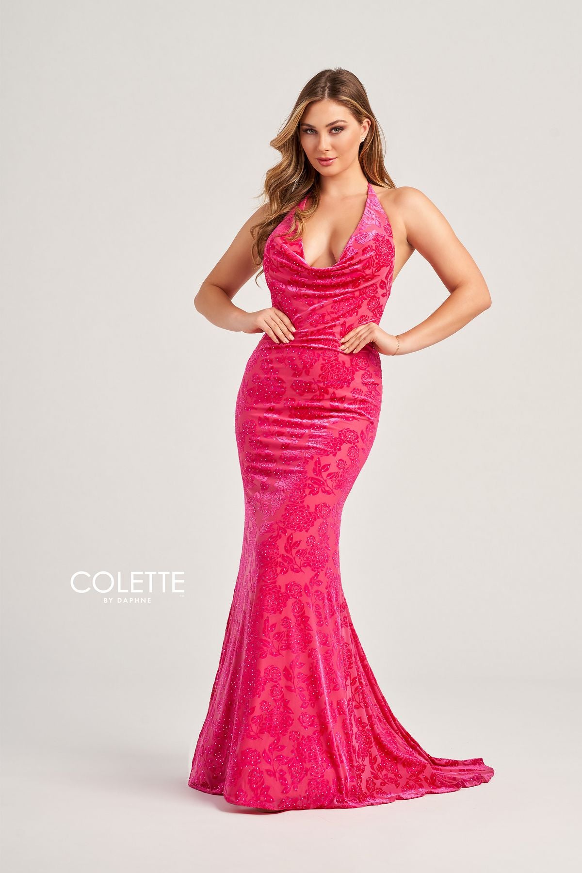 Colette CL5118 Fitted Prom Long Halter Formal Dress