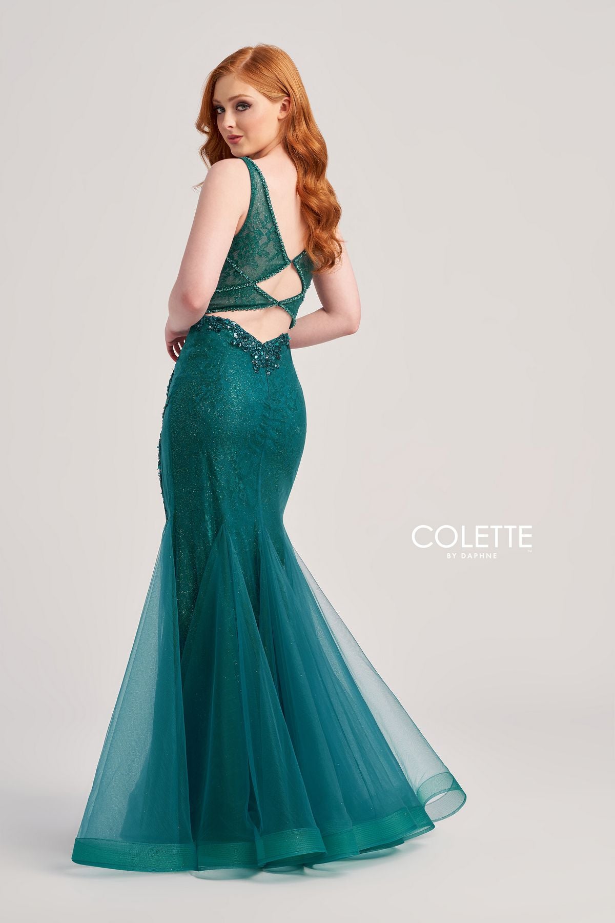 Colette CL5122 Glitter Prom Long Beaded Formal Dress