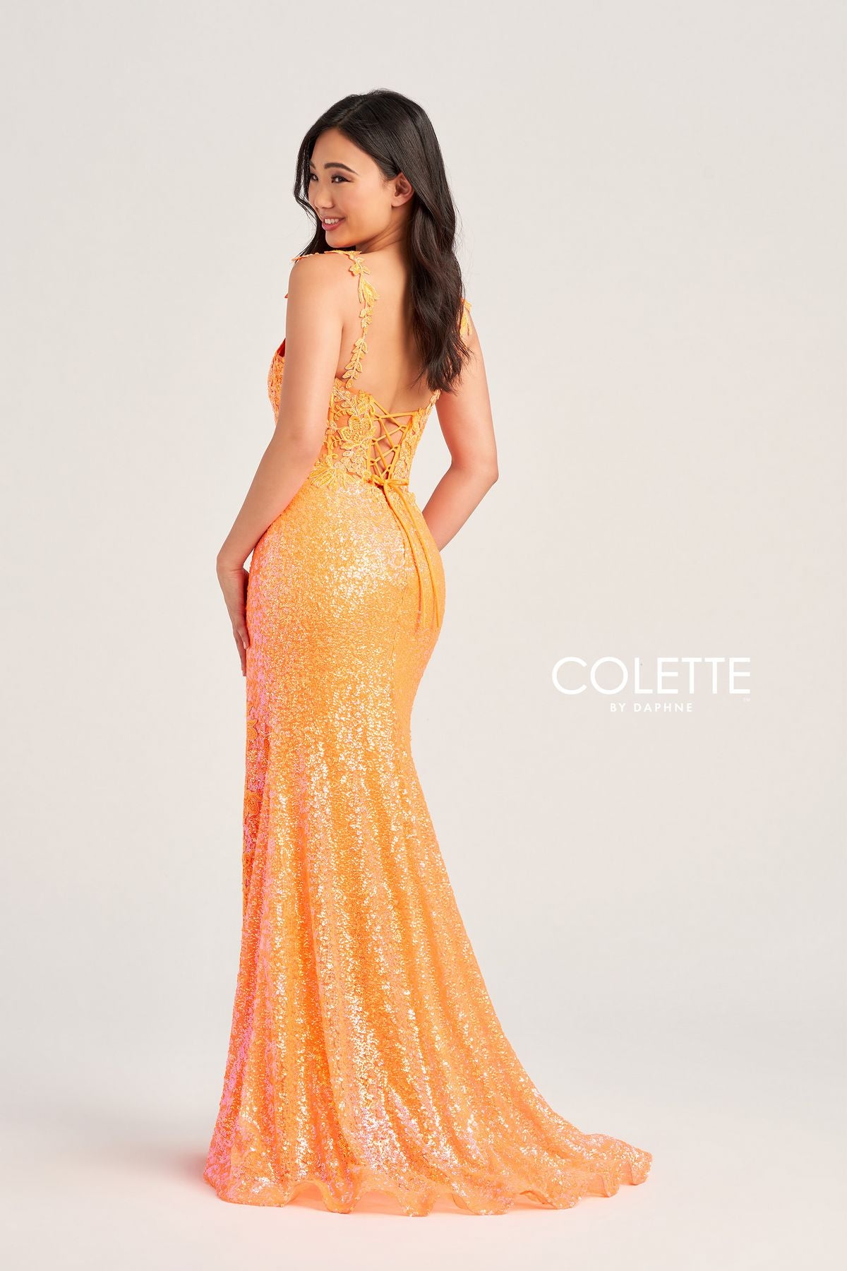 Prom Dresses Long Formal Sequin Prom Dress  Orange
