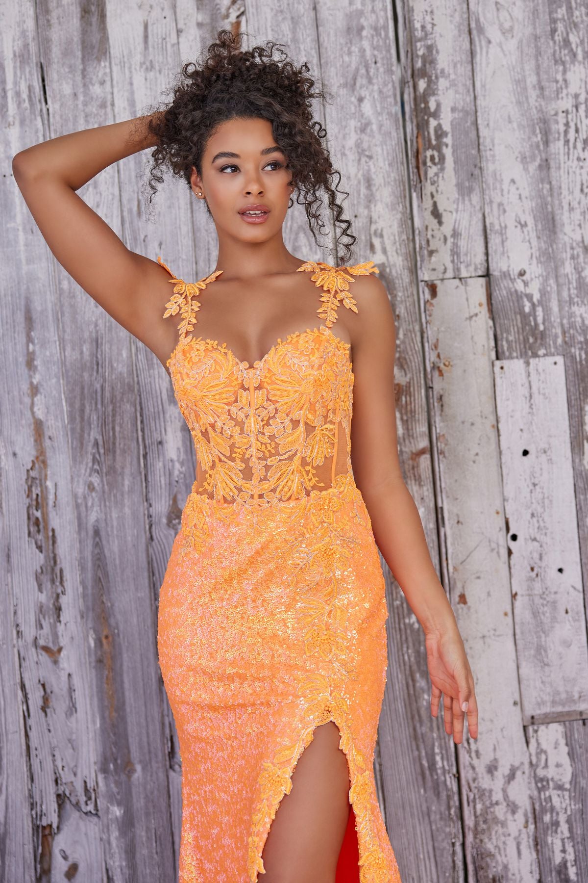 Prom Dresses Long Formal Sequin Prom Dress  Orange