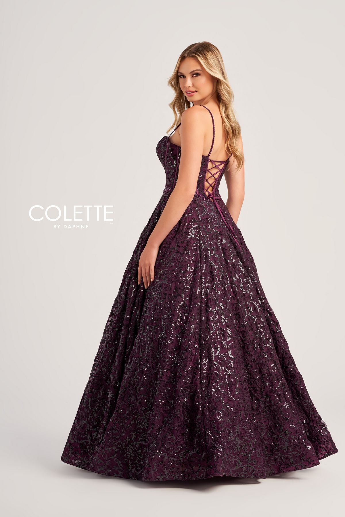 Plum Colette CL5141 Sequin Long Formal Prom Ball Gown
