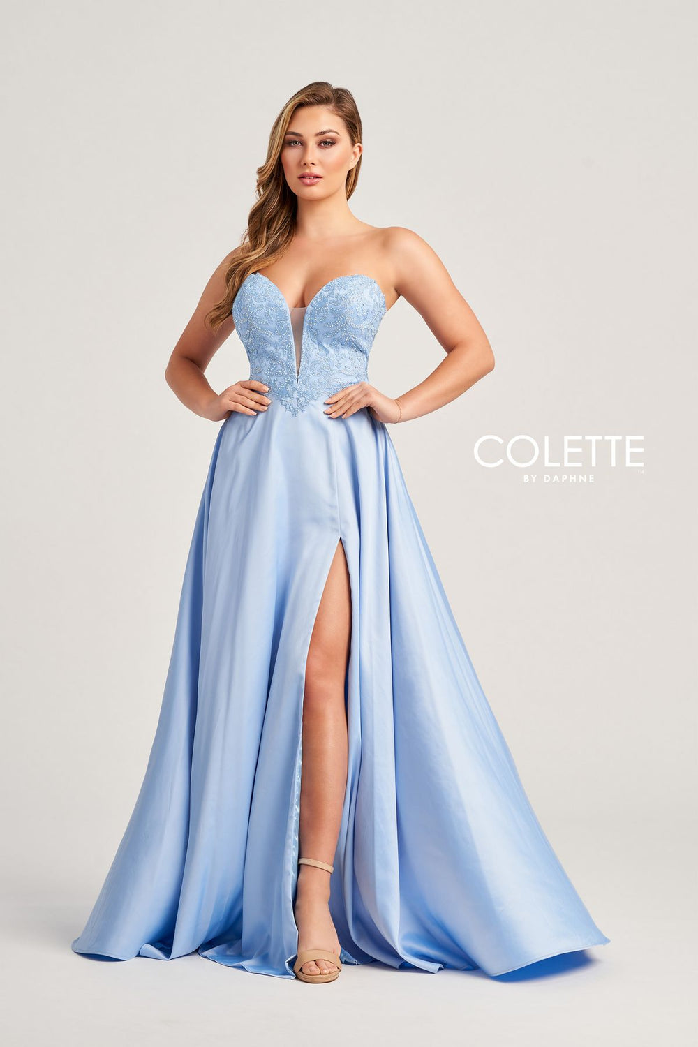 Prom Dresses Stone Accents Long Formal Prom Dress Ocean Blue