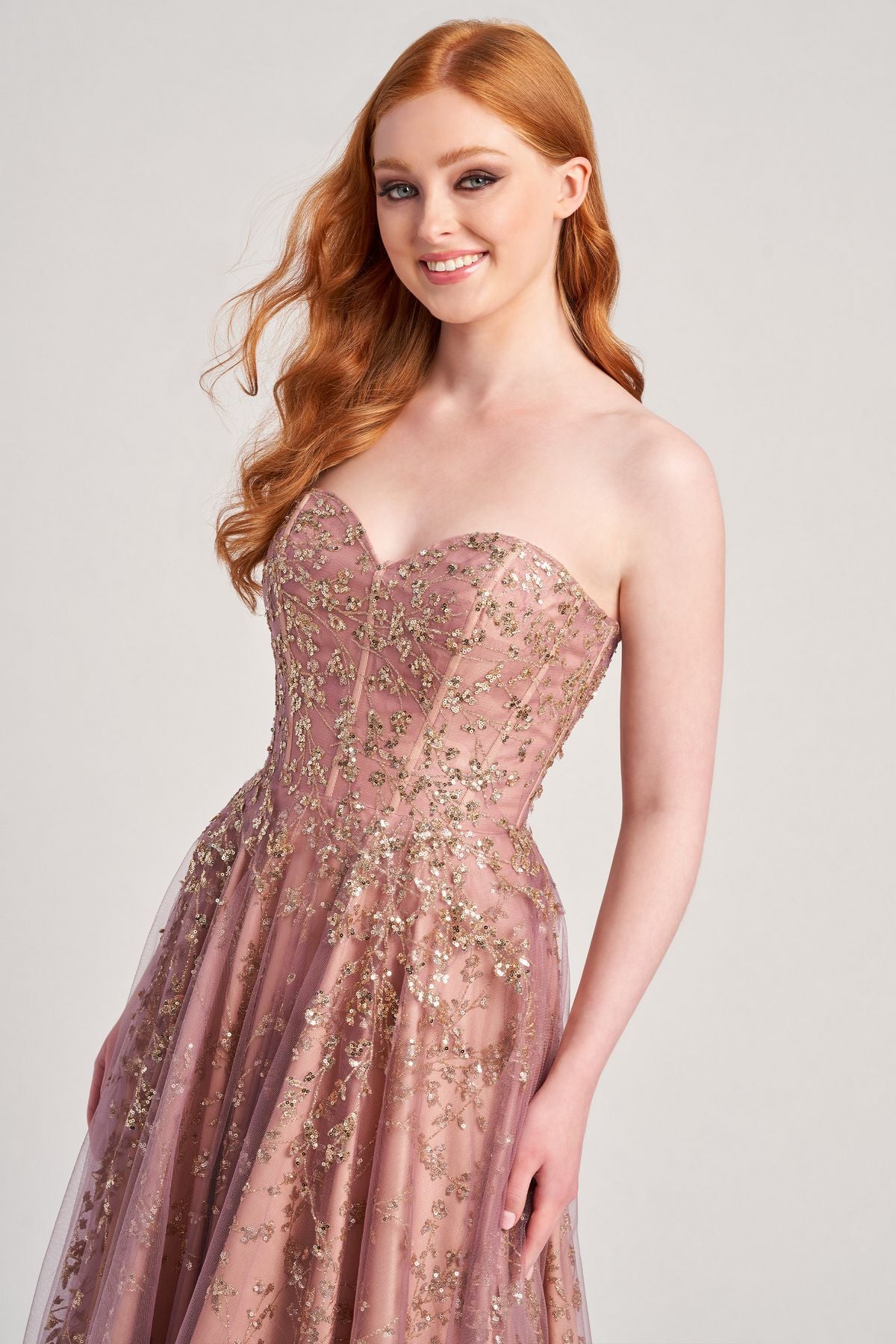 Prom Dresses Sequin Long Formal Prom Dress Heather/Rose Gold
