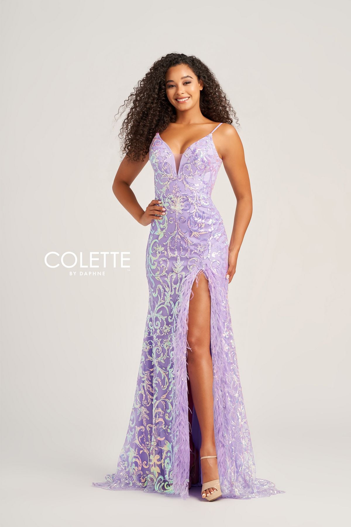 Colette CL5155 Long Formal Sequin Prom Mermaid Dress - Lilac / 2 Colette CL5155 Long Formal Sequin Prom Mermaid Dress - Lilac / 2
