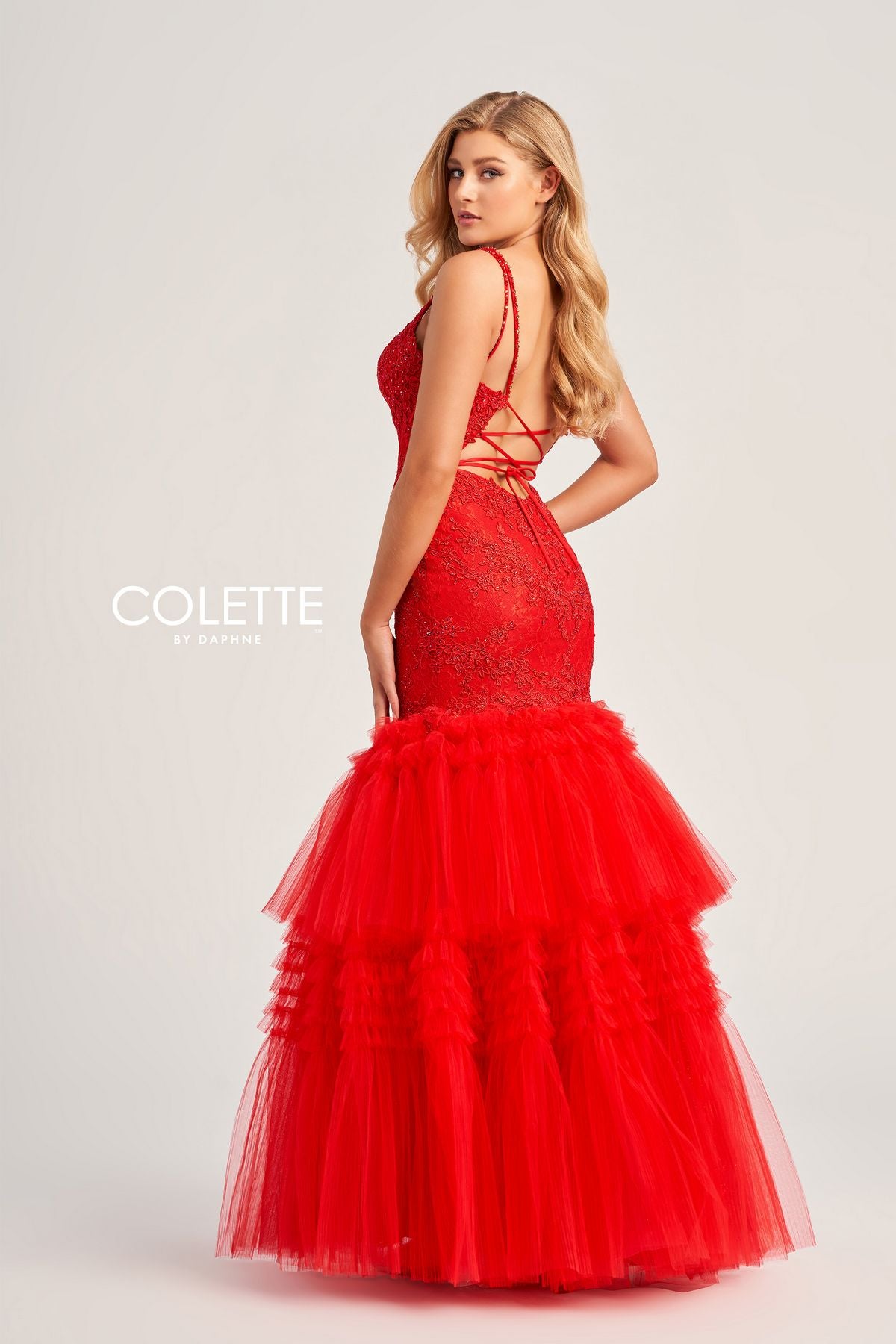 Colette CL5162 Glitter Prom Long Applique Formal Trumpet Dress