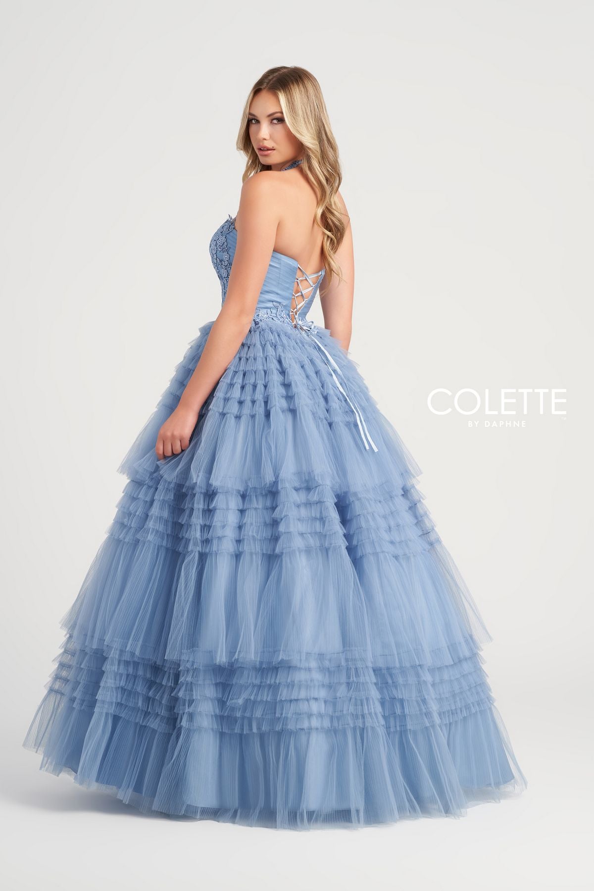 Colette CL5163 Layered Prom Long Halter Formal Ball Gown
