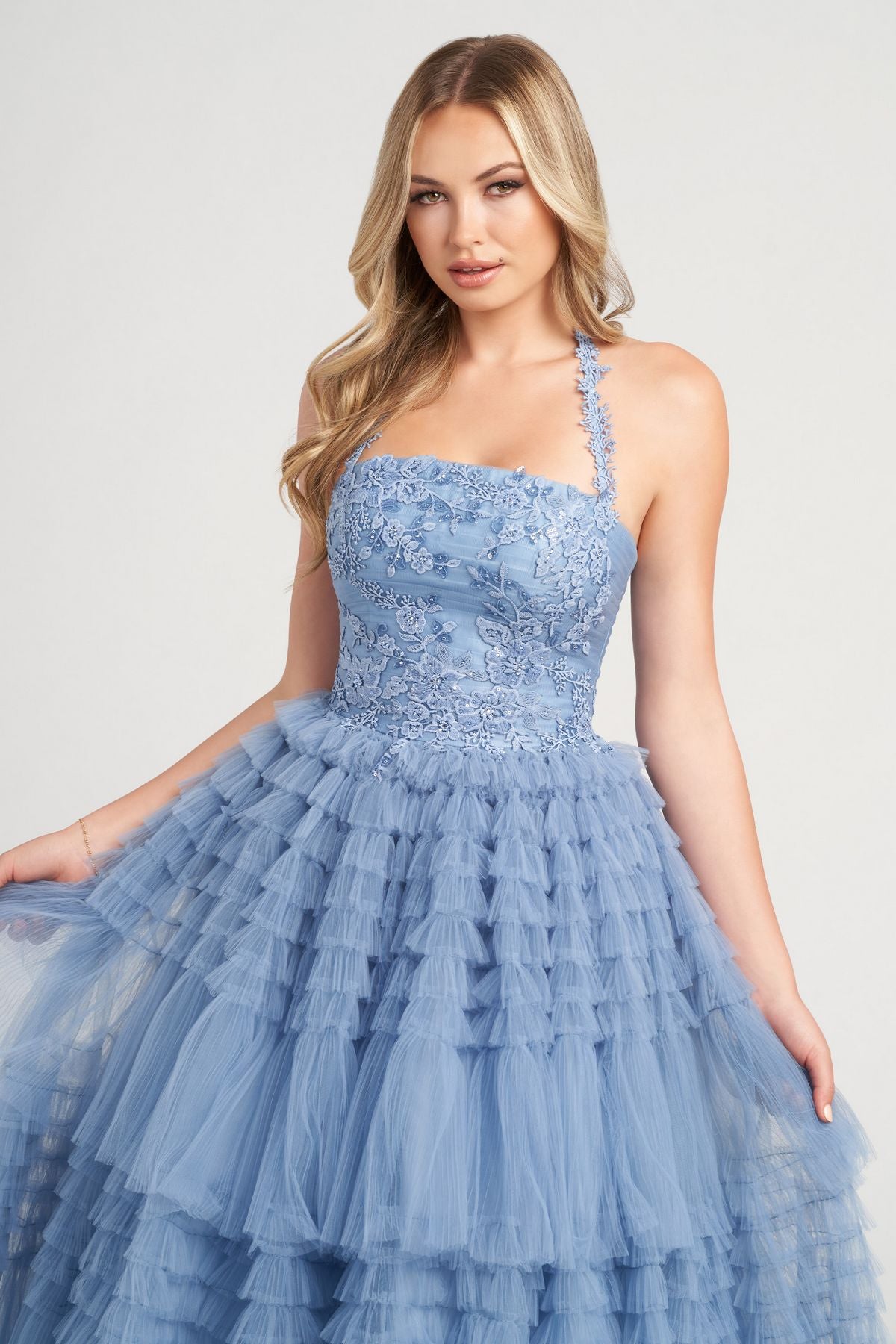 Colette CL5163 Layered Prom Long Halter Formal Ball Gown
