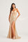 Prom Dresses Sequin Prom Long Applique Formal Dress Champagne