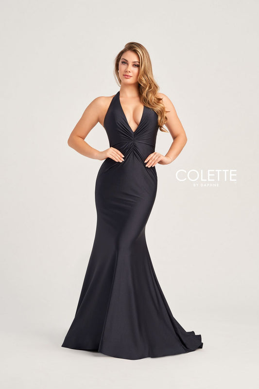 Prom Dresses Halter Long Formal Fitted Prom Dress Black