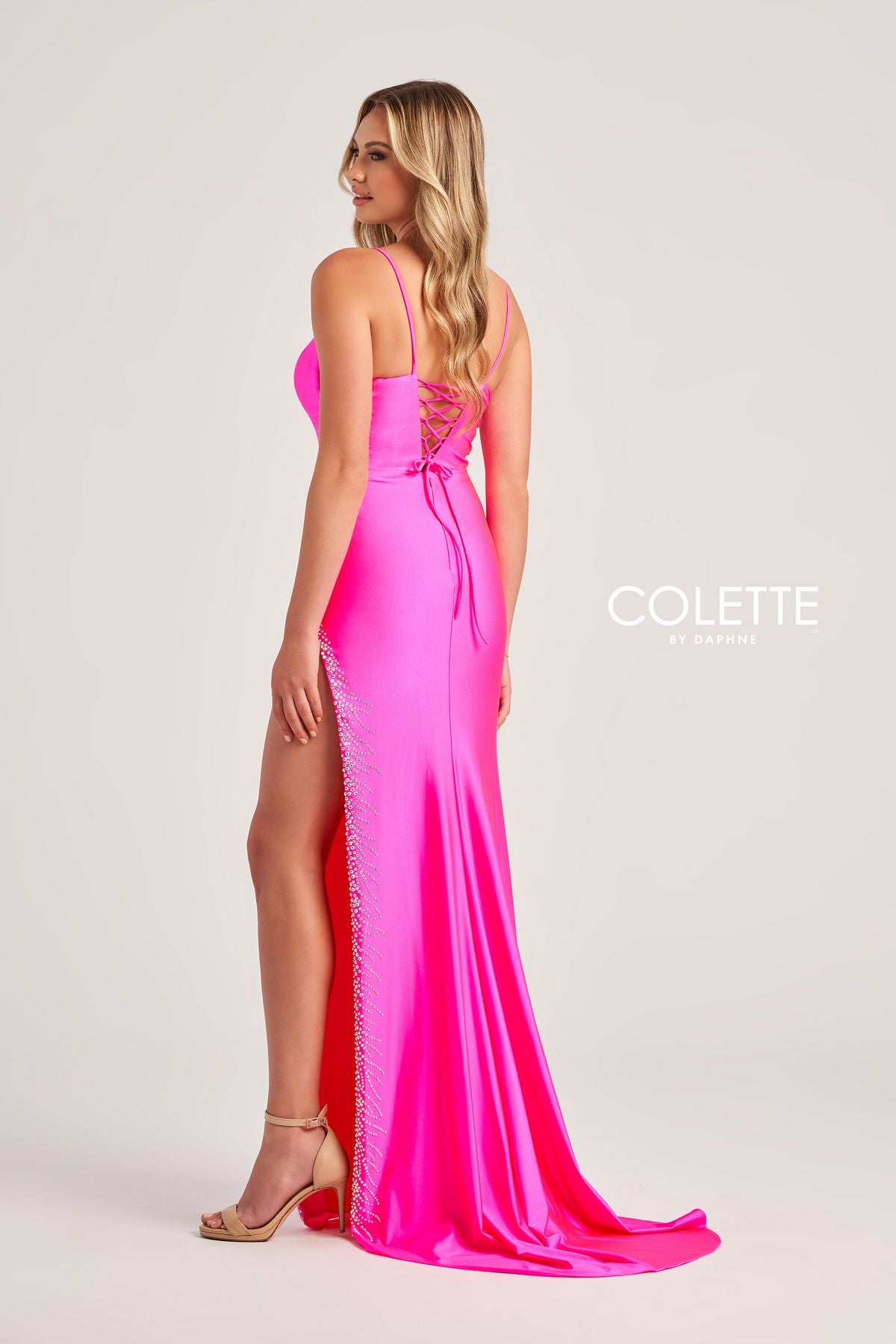 Colette CL5200 Fitted Long Formal Stone Accents Prom Dress